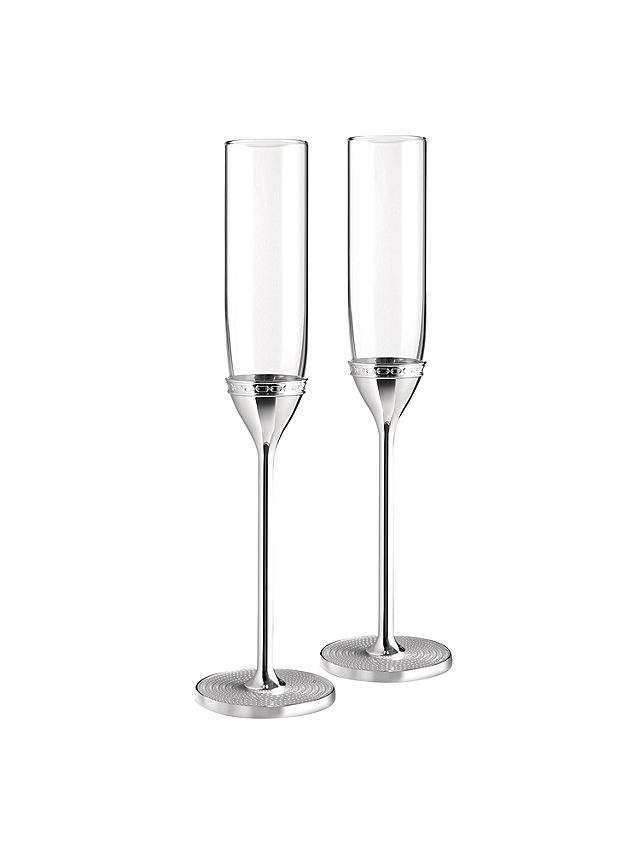 Vera Wang for Wedgwood 'With Love' Silver Plated Flutes, Set of 2, Silver