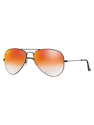 Ray-Ban RB3025 Aviator Flash Lenses Sunglasses, Black/Mirror Orange