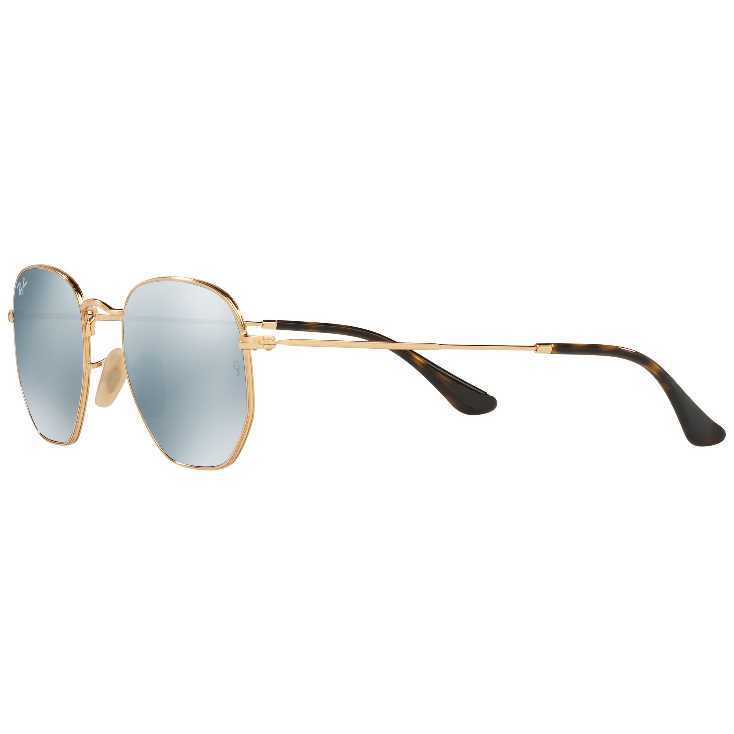 Ray-Ban RB3548 Hexagonal Flat Lens Sunglasses, Gold/Grey at John Lewis &  Partners