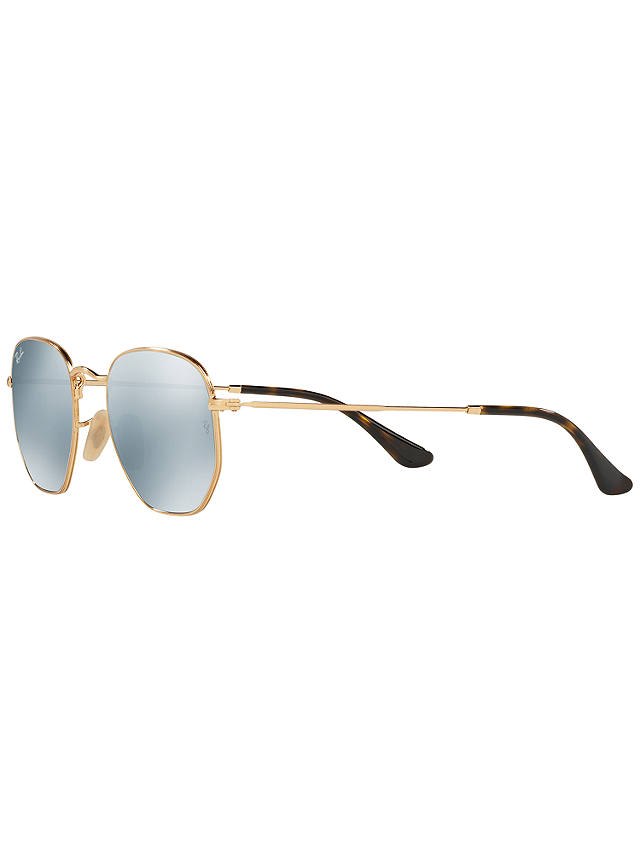 Ray-Ban RB3548 Hexagonal Flat Lens Sunglasses, Gold/Grey
