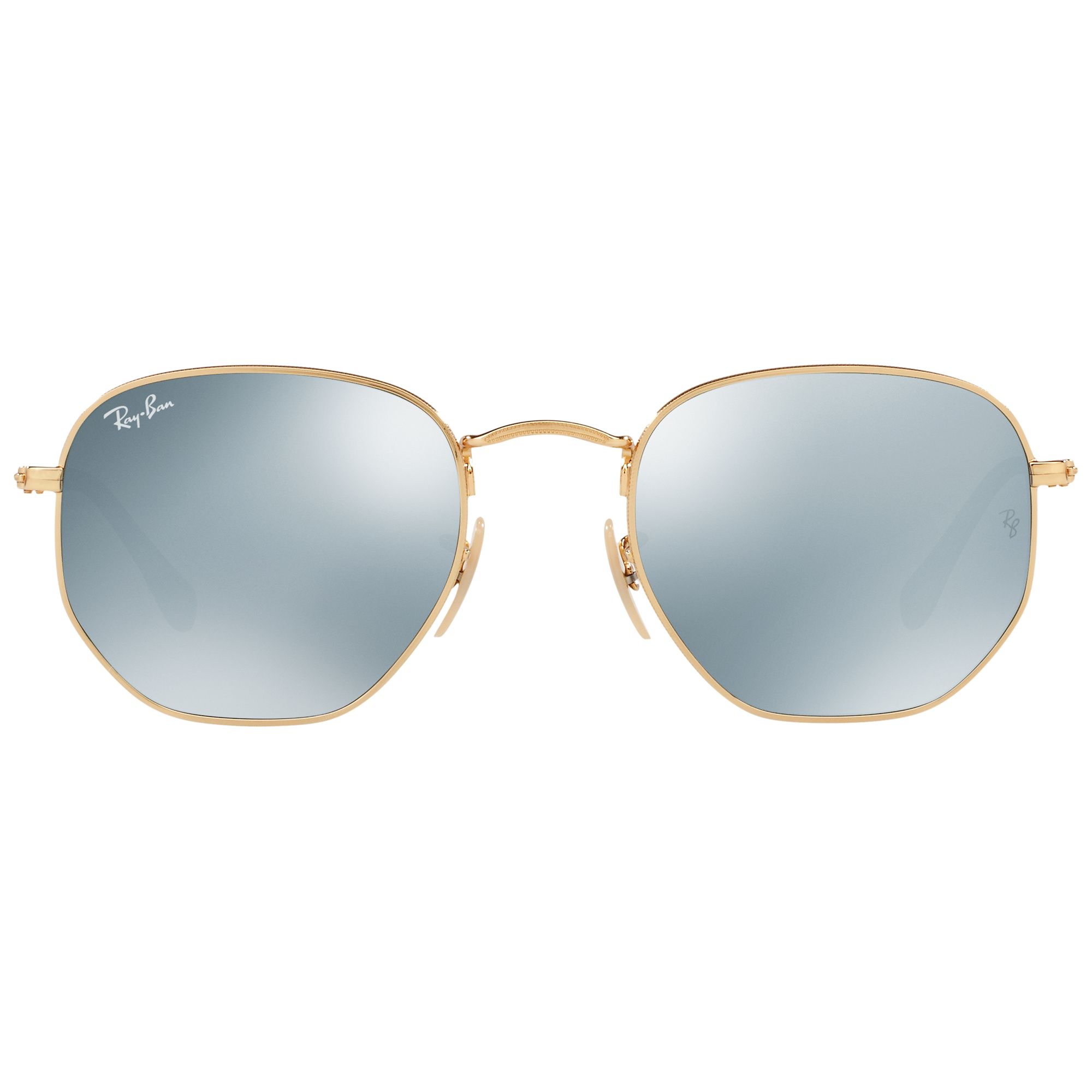 Ray-Ban RB3548 Hexagonal Flat Lens Sunglasses, Gold/Grey at John Lewis &  Partners