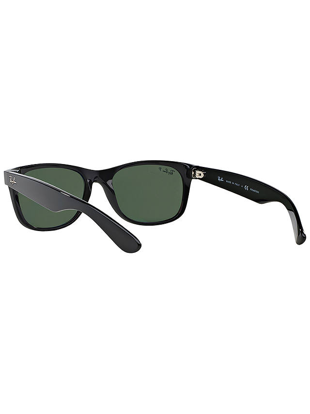 Ray-Ban RB2132 Men's New Wayfarer Polarised Sunglasses, Black/Green