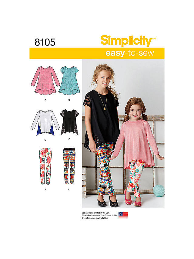 Simplicity Child's Top and Leggings Sewing Pattern, 8105, HH