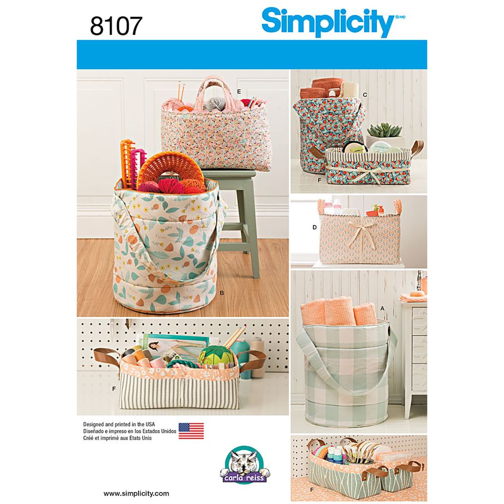 Simplicity Craft Storage Buckets Sewing Pattern, 8107