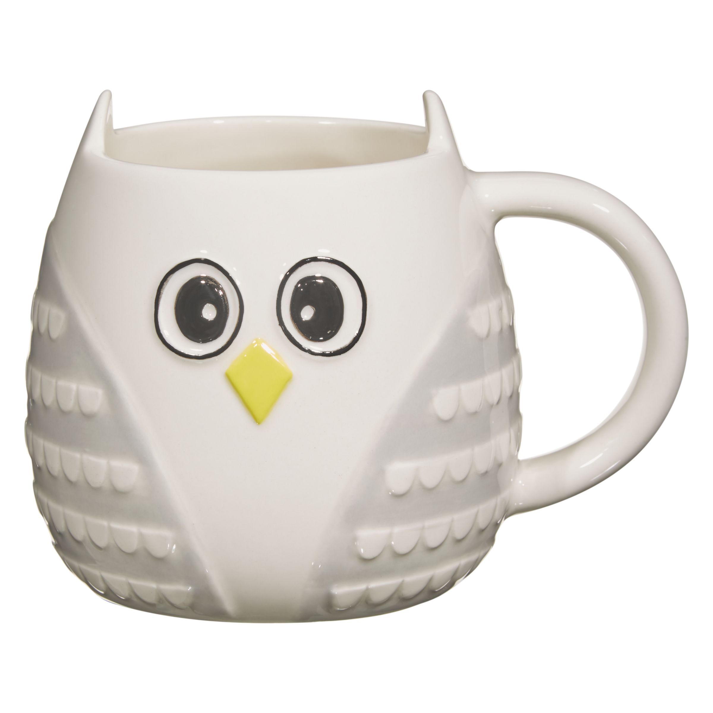 John Lewis & Partners 3D Owl Mug, Grey / White