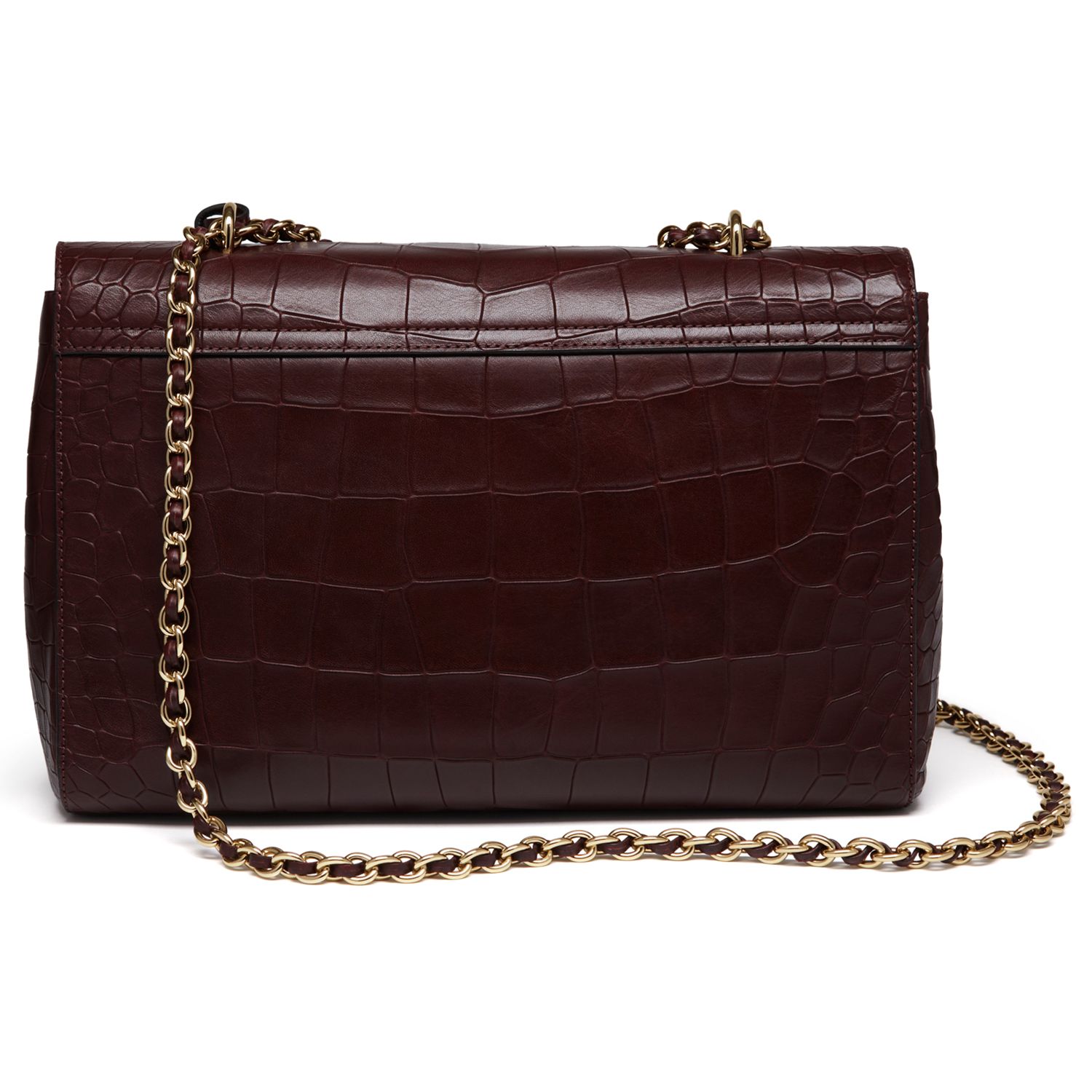 Mulberry Lily Deep Embossed Croc Print Medium Shoulder Bag, Oxblood at ...