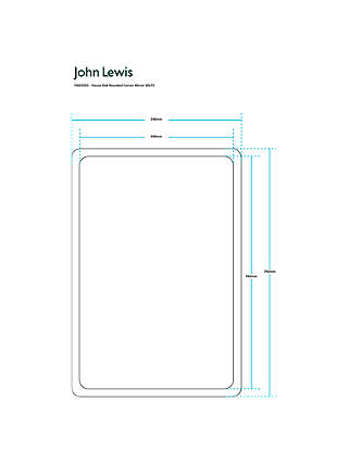 John Lewis & Partners Rounded Corner Mirror, 54 x 79cm, Oak