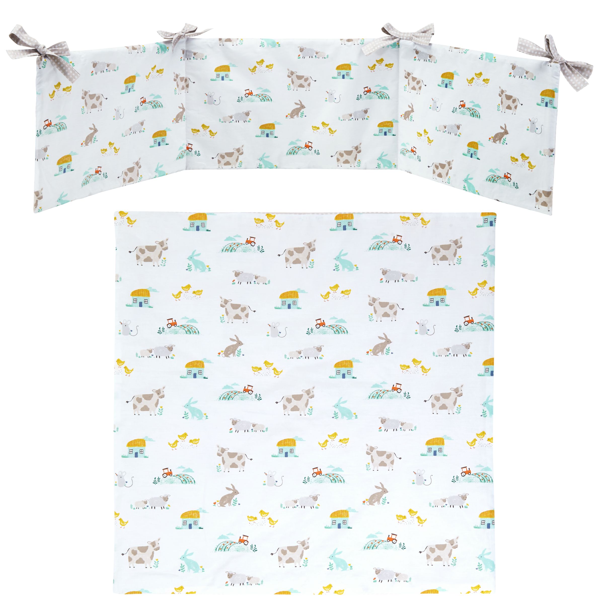 John Lewis Baby Farmyard Crib Coverlet And Bumper White Multi At