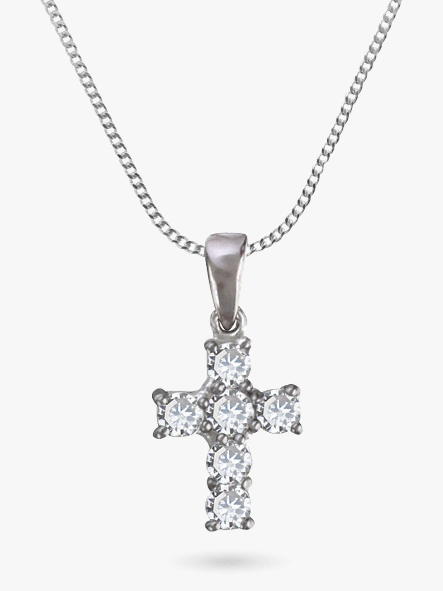 Nina B 9ct White Gold Cubic Zirconia Cross Pendant Necklace