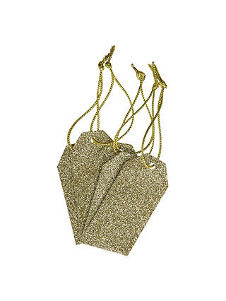 John Lewis & Partners Glitter Gift Tags, Pack of 5, Gold