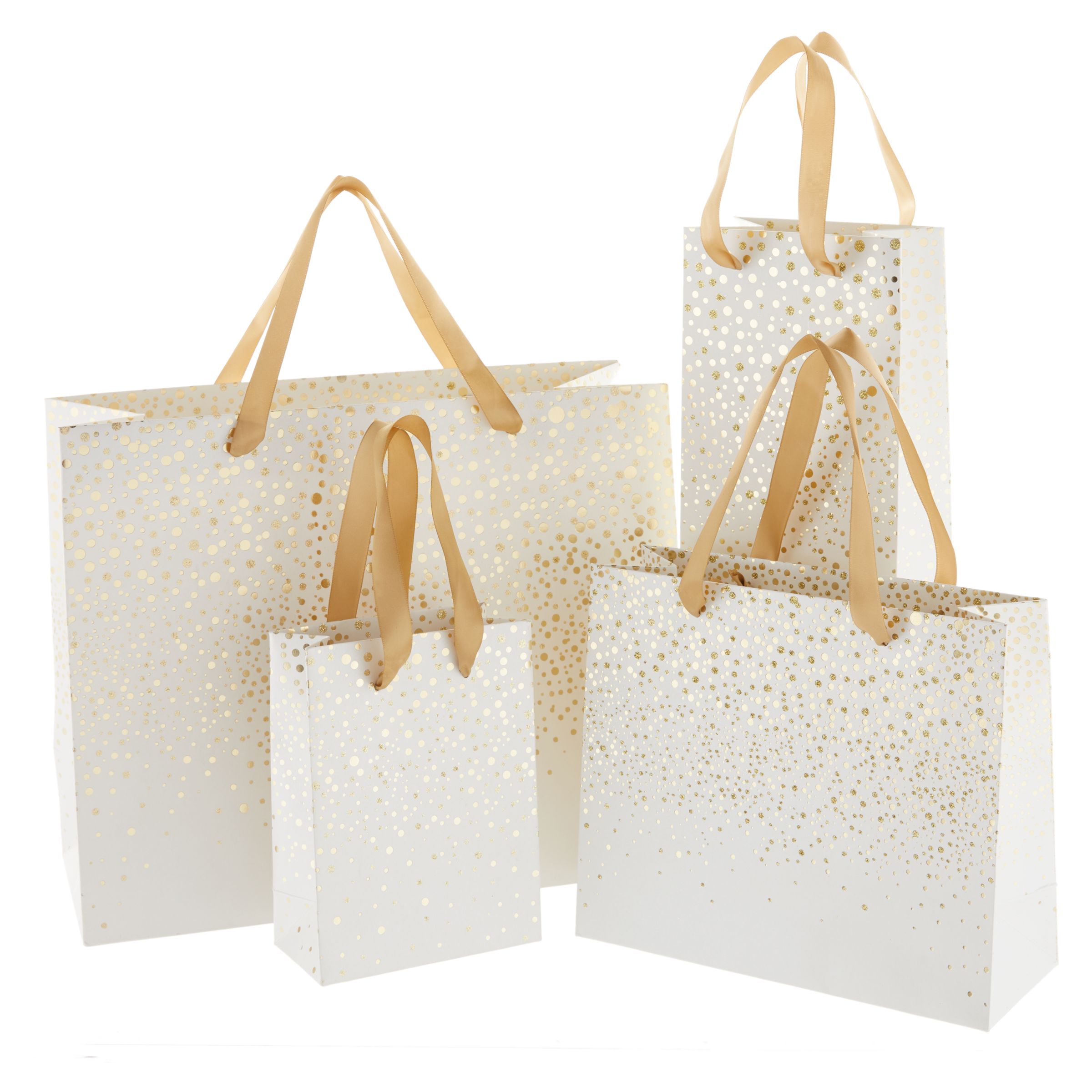 John Lewis & Partners Gold Flitter Spot Gift Bag, Small