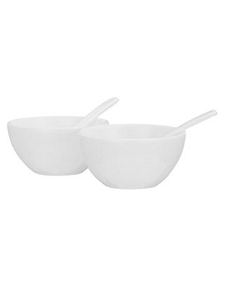 John Lewis & Partners Concave Bone China Salt & Pepper Pots With Spoons, White