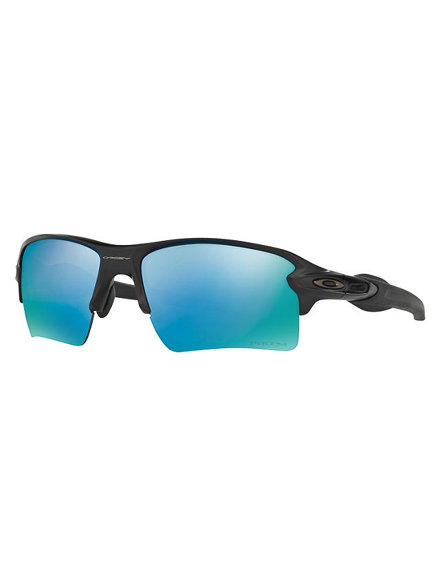 Oakley OO9188 Men's Flak 2.0 XL Prizm™ Polarised Rectangular Sunglasses, Matte Black/Deep Water