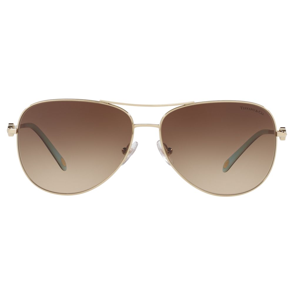 Tiffany & Co TF3052B Aviator Sunglasses, Gold/Brown