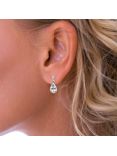 Nina B Sterling Silver Teardrop Drop Earrings, Silver/Cubic Zirconia
