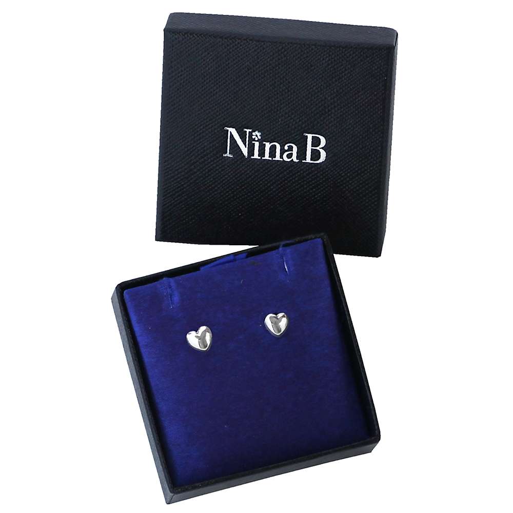 Buy Nina B Heart Stud Earrings, Silver Online at johnlewis.com