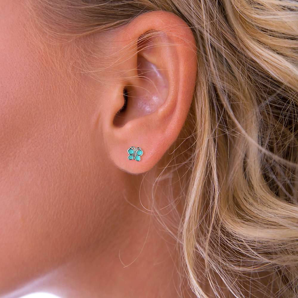 Buy Nina B Sterling Silver Tiny Butterfly Stud Earrings, Turquoise Online at johnlewis.com