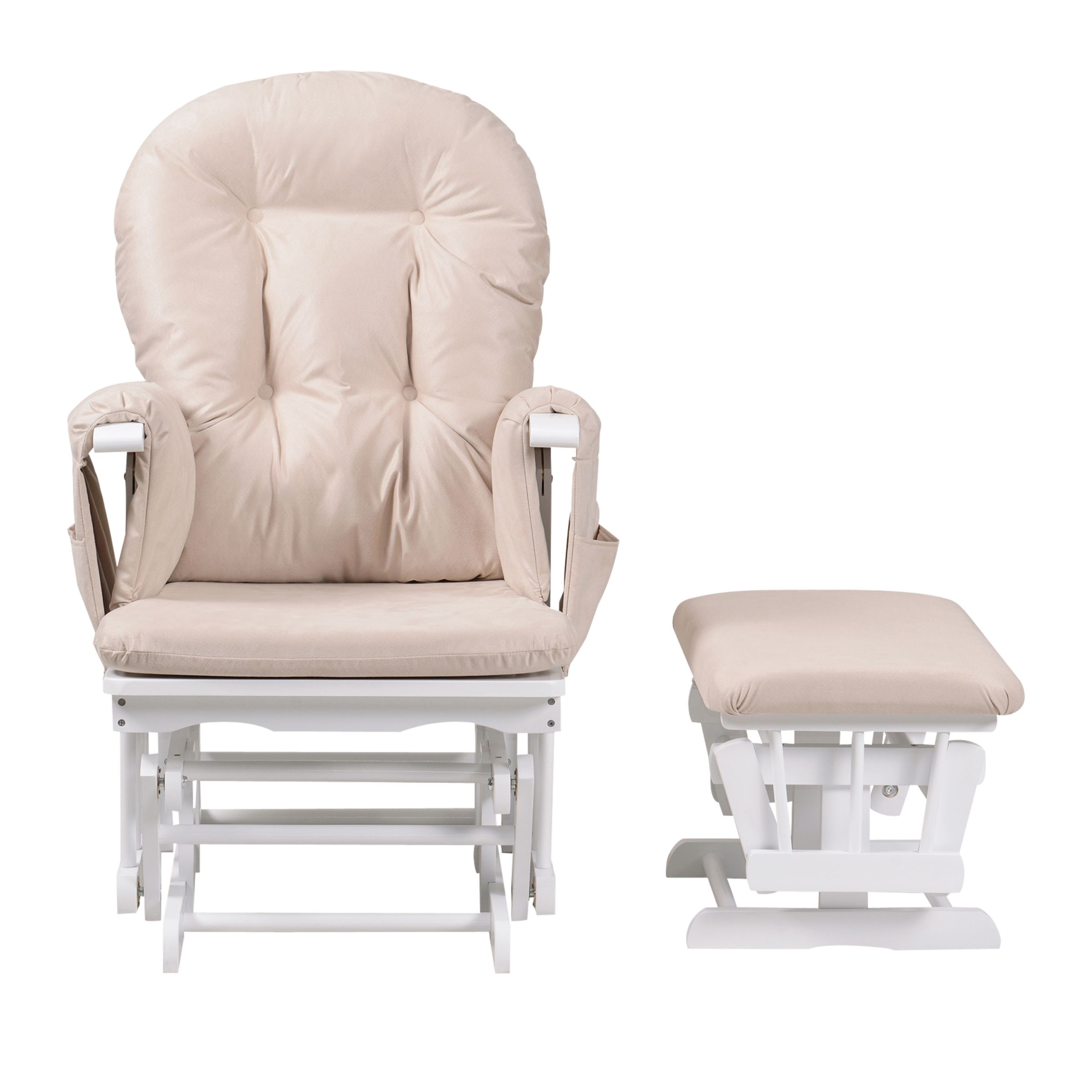 Kub Haywood Reclining Glider Nursing Chair and Footstool, White
