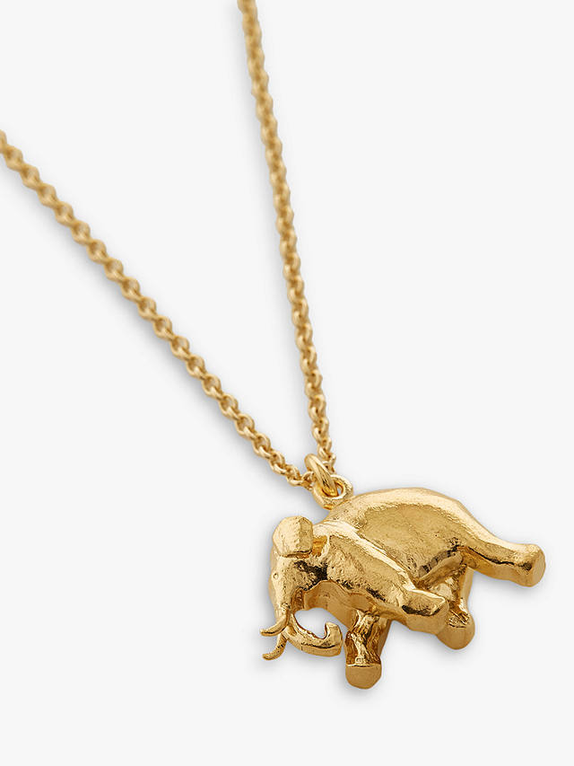 Alex Monroe 22ct Gold Plated Sterling Silver Elephant Pendant Necklace, Gold