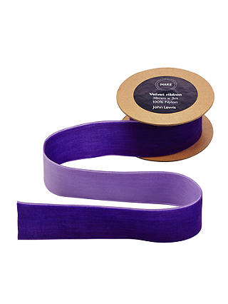 John Lewis & Partners Velvet Ribbon, 3m, Purple