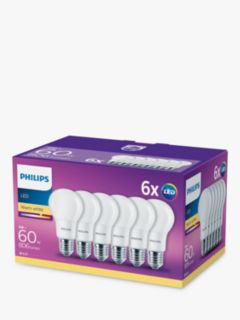 Philips 8W ES LED Classic Non-Dimmable Bulb, Pack of 6
