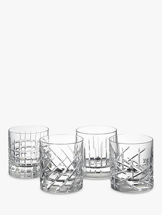 John Lewis & Partners Cut Crystal Glass Tumbler, Assorted Designs, Set of 4
