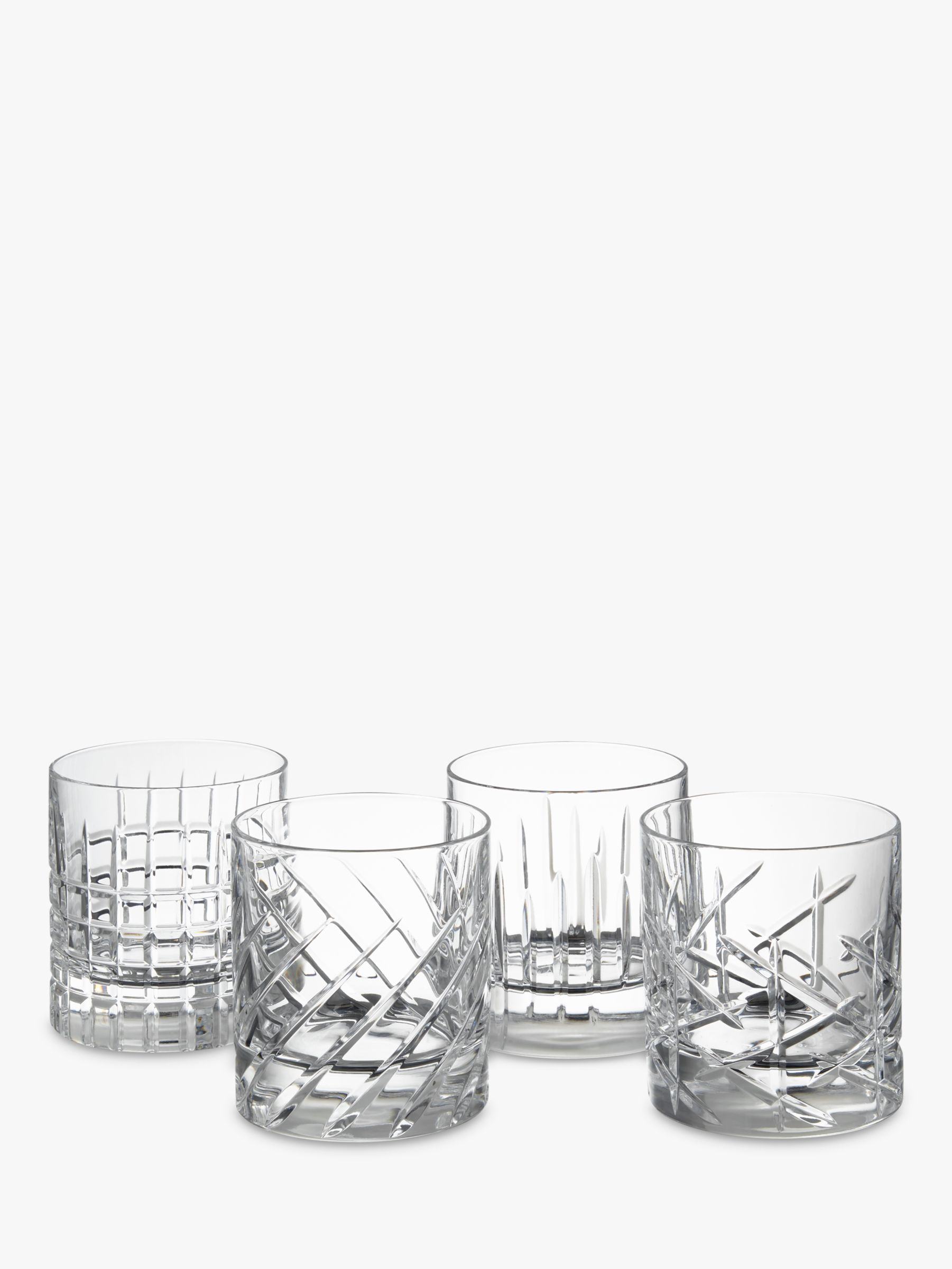 John Lewis & Partners John Lewis & Partners Pavo Cut Crystal Glass Tumblers, 290ml, Assorted, Set of 4