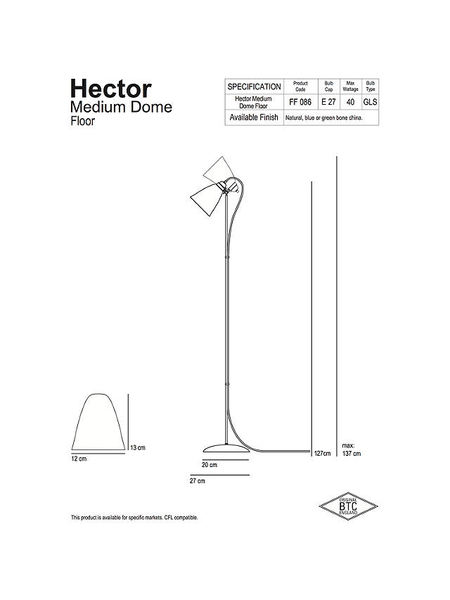 Original BTC Hector Medium Dome Floor Lamp, White/Satin