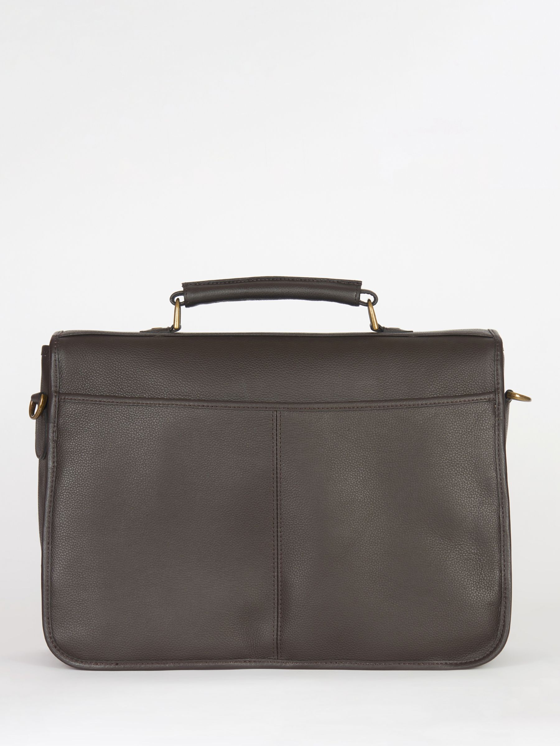 Barbour Leather Briefcase, Dark Brown at John Lewis