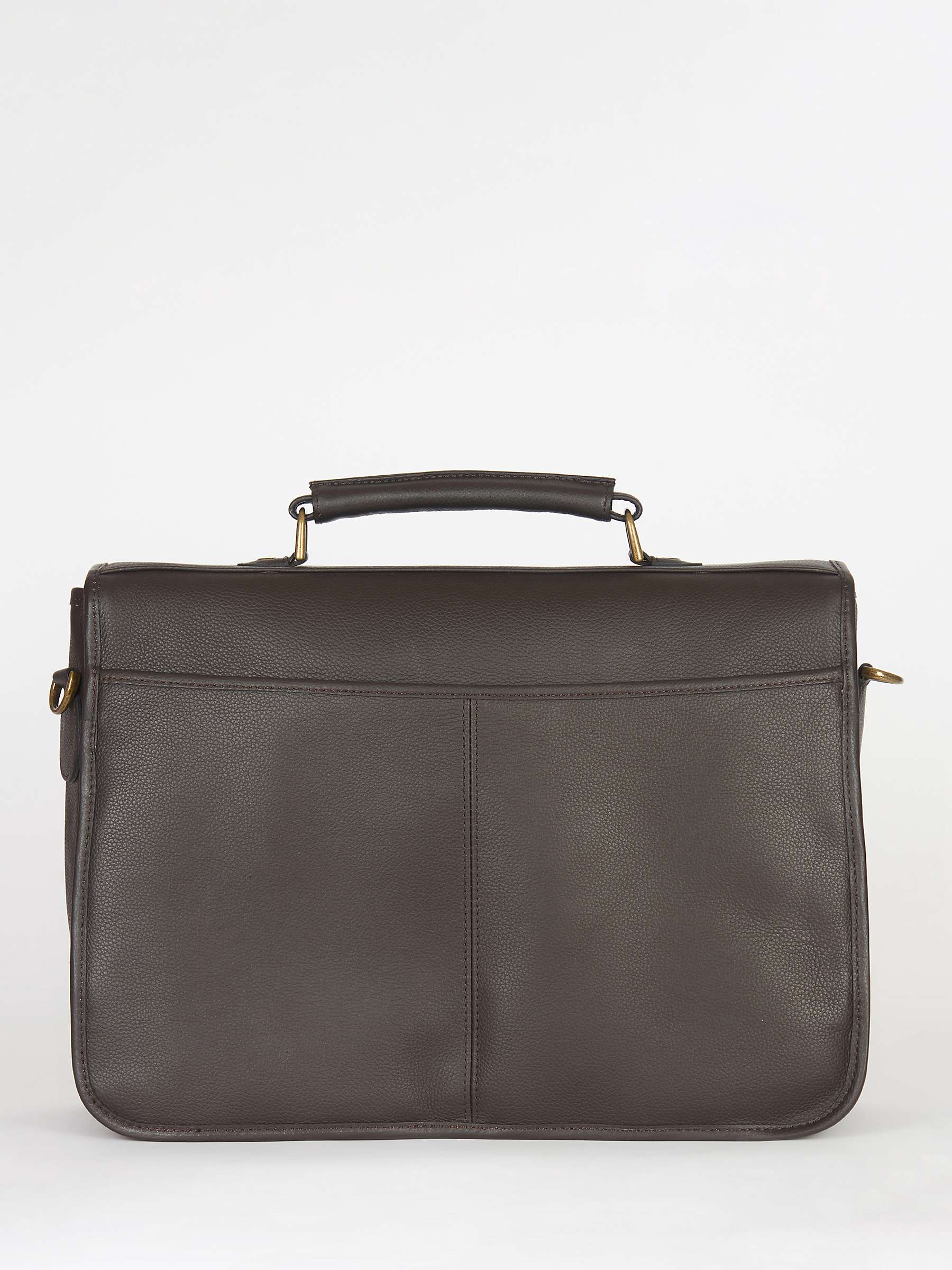 Buy Barbour Leather Briefcase, Dark Brown Online at johnlewis.com