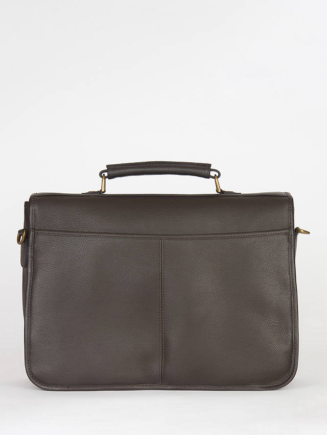 Barbour Leather Briefcase, Dark Brown