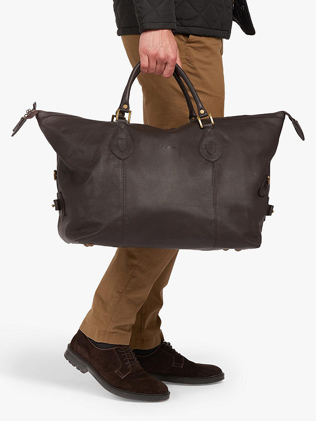 Barbour Leather Explorer Holdall, Chocolate