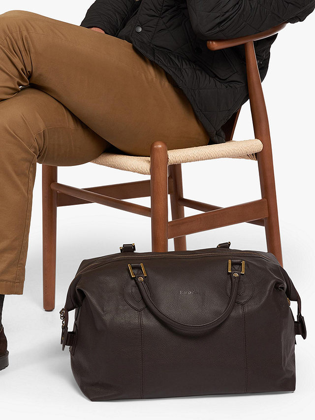 Barbour Leather Explorer Holdall, Chocolate
