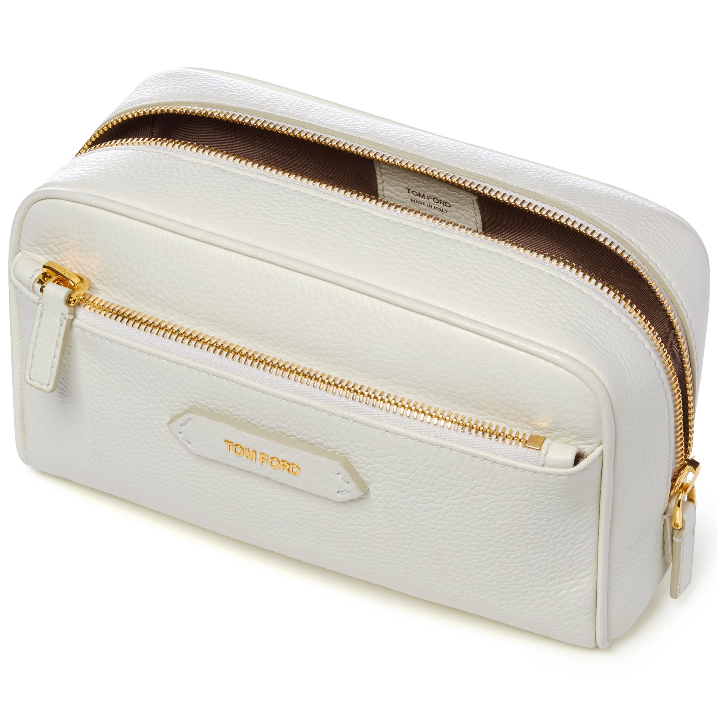 Buy TOM FORD Soleil Small Leather Cosmetic Bag, White | John Lewis