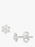 E.W Adams 18ct White Gold Diamond Flower Cluster Stud Earrings, White Gold