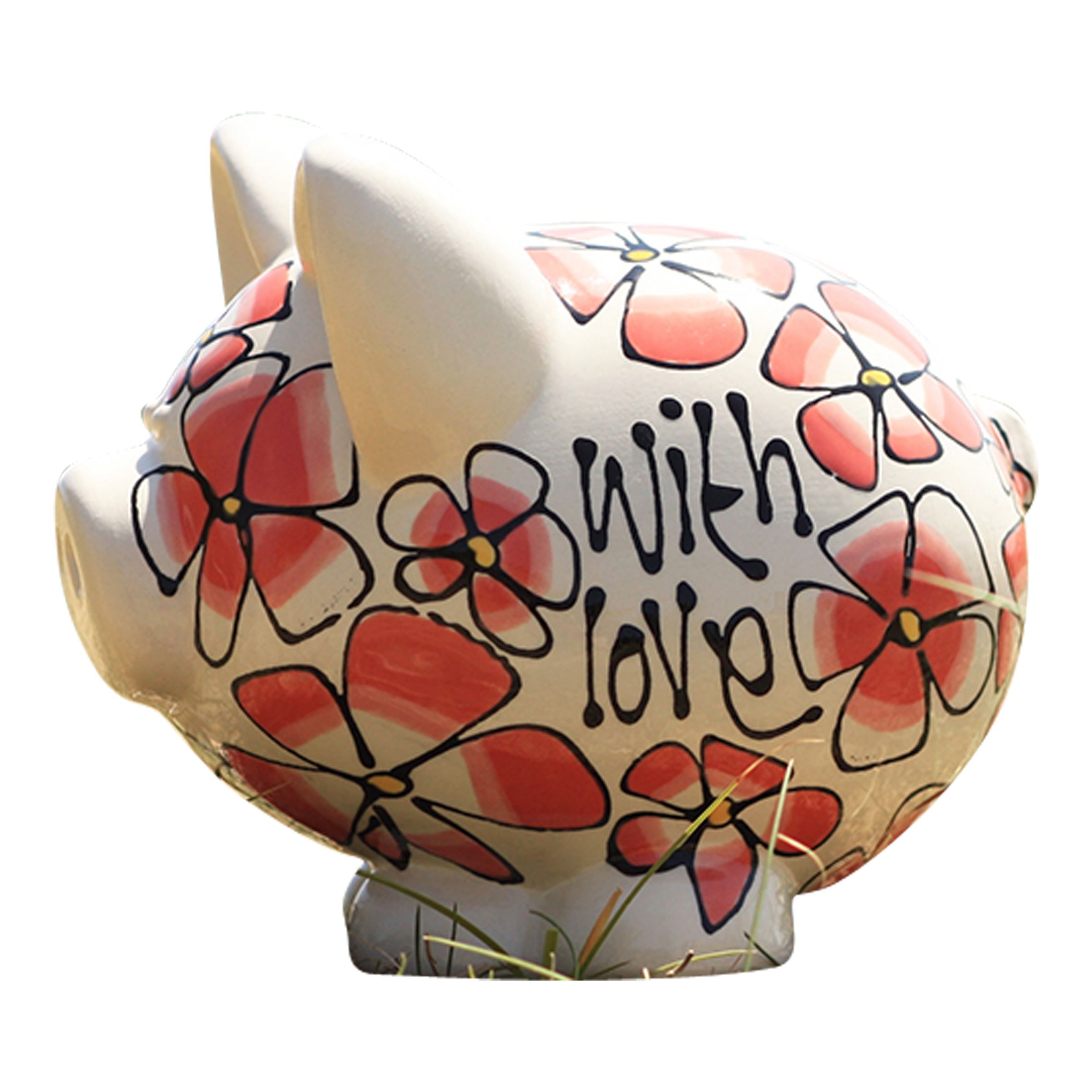 Gallery Thea Personalised Coral Pansy and Summer Flowers Piggy Bank