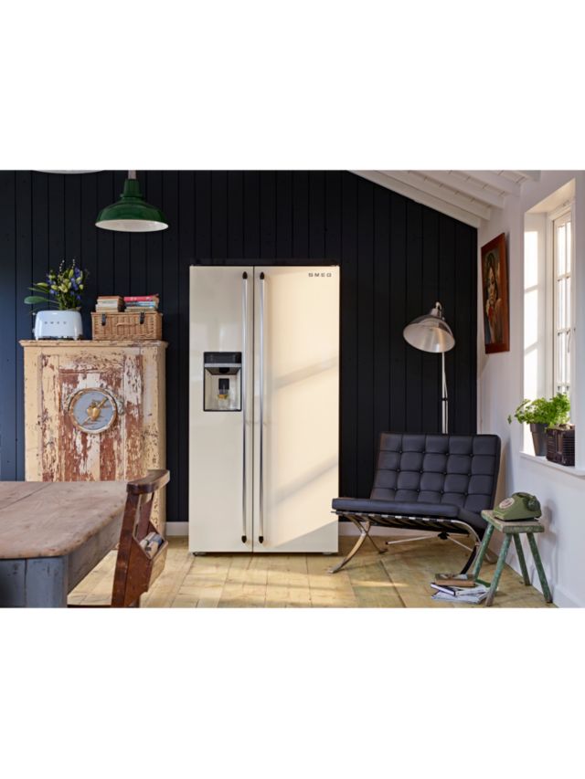 Cream american style 2024 fridge freezer