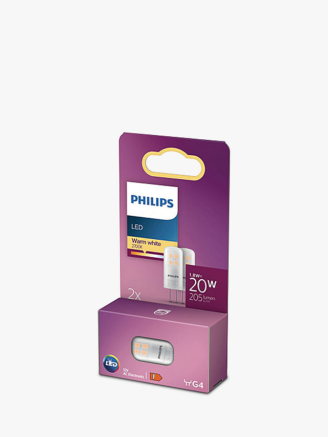 Philips 2W G4 LED Capsule Bulb, Pack of 2, Clear