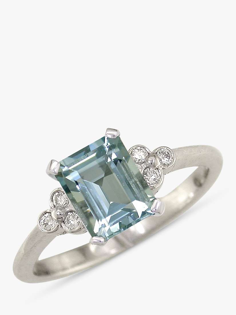 Buy E.W Adams 18ct White Gold Diamond Aquamarine Ring Online at johnlewis.com