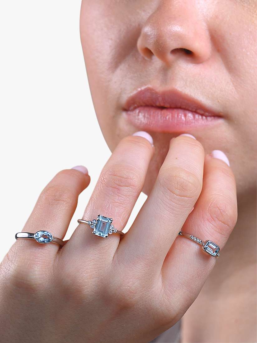 Buy E.W Adams 18ct White Gold Diamond Aquamarine Ring Online at johnlewis.com