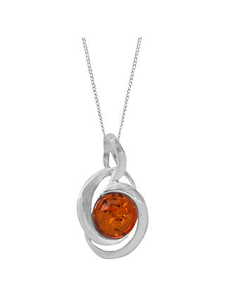 Goldmajor Sterling Silver Amber Swirl Pendant Necklace, Silver/Orange