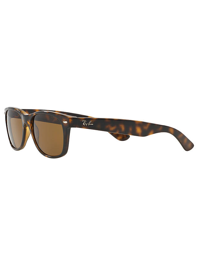 Ray-Ban RB2132 Men's New Wayfarer Polarised Sunglasses, Tortoise/Brown