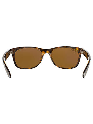 Ray-Ban RB2132 Men's New Wayfarer Polarised Sunglasses, Tortoise/Brown