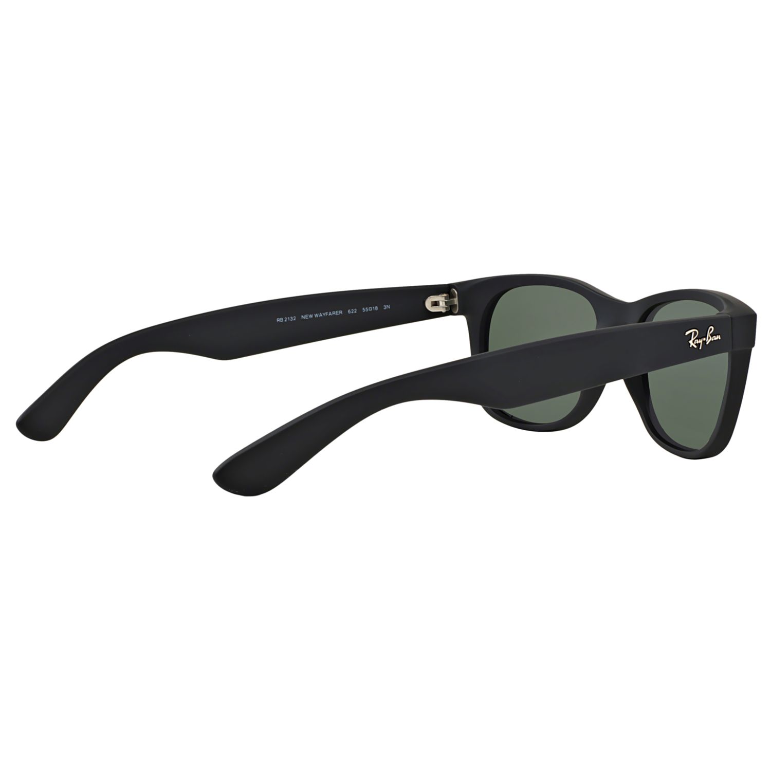 Ray Ban Rb2132 New Wayfarer Sunglasses Matte Black Dark Green At John Lewis Partners