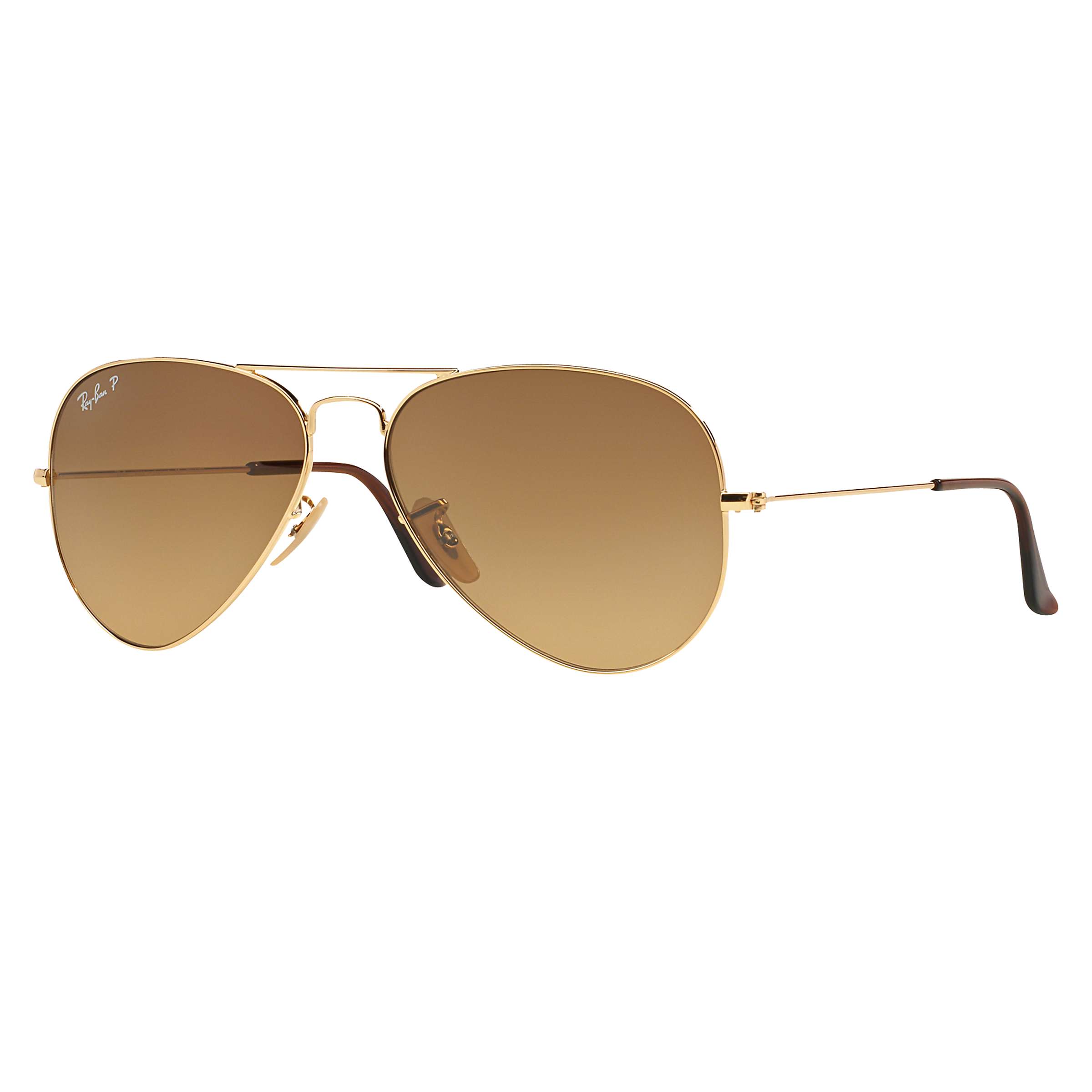 Ray Ban Rb3025 Unisex Polarised Aviator Sunglasses Shiny Gold Brown Gradient At John Lewis Partners