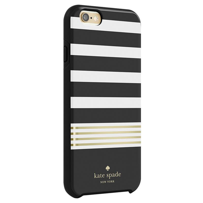 kate spade new york Hybrid Hardshell Case for iPhone 6/6s, Stripe 2  Black/White/Gold Foil