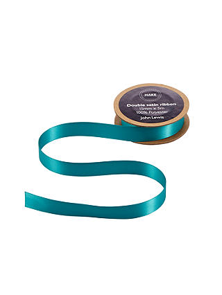 John Lewis & Partners Double Satin Ribbon, 5m, Fathom Turquoise
