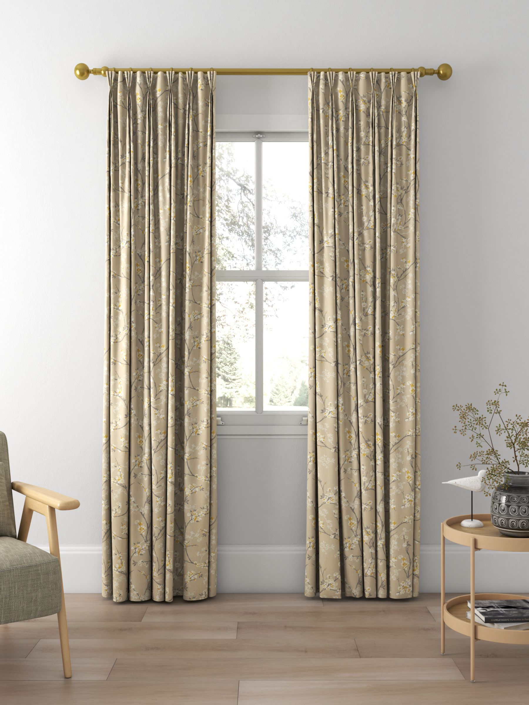John Lewis Blossom Weave Made to Measure Curtains, Gold