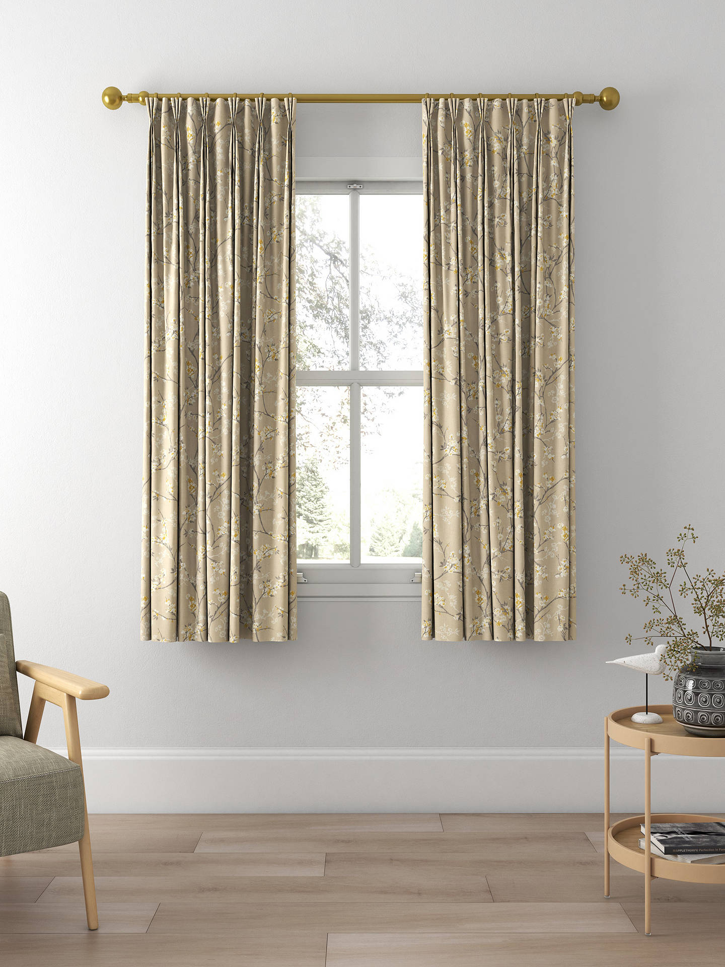 John Lewis Blossom Weave Made to Measure Curtains, Gold
