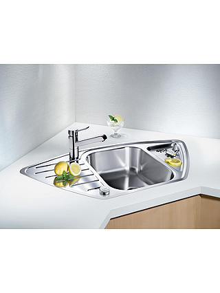 Blanco Lantos 9E-IF 1.5 Left Hand Bowl Inset Corner Kitchen Sink, Stainless Steel